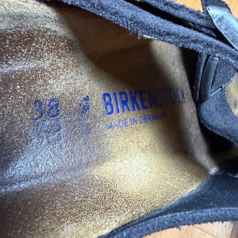 Birkenstock Arizona Black Suede Two Strap Slide Sandals Womens 38 L7 M5 - Picture 3 of 9